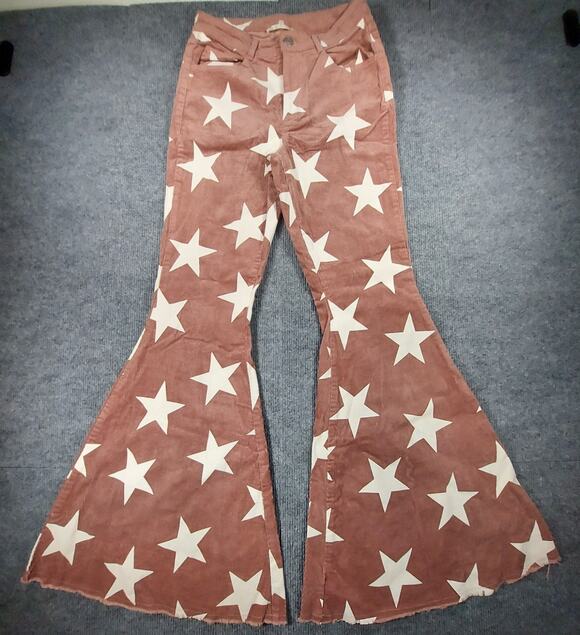 Altar'd State Pants - Altar'd State Star Print Corduroy Flare Pants Dusty Rose Mauve Bell Bottoms M